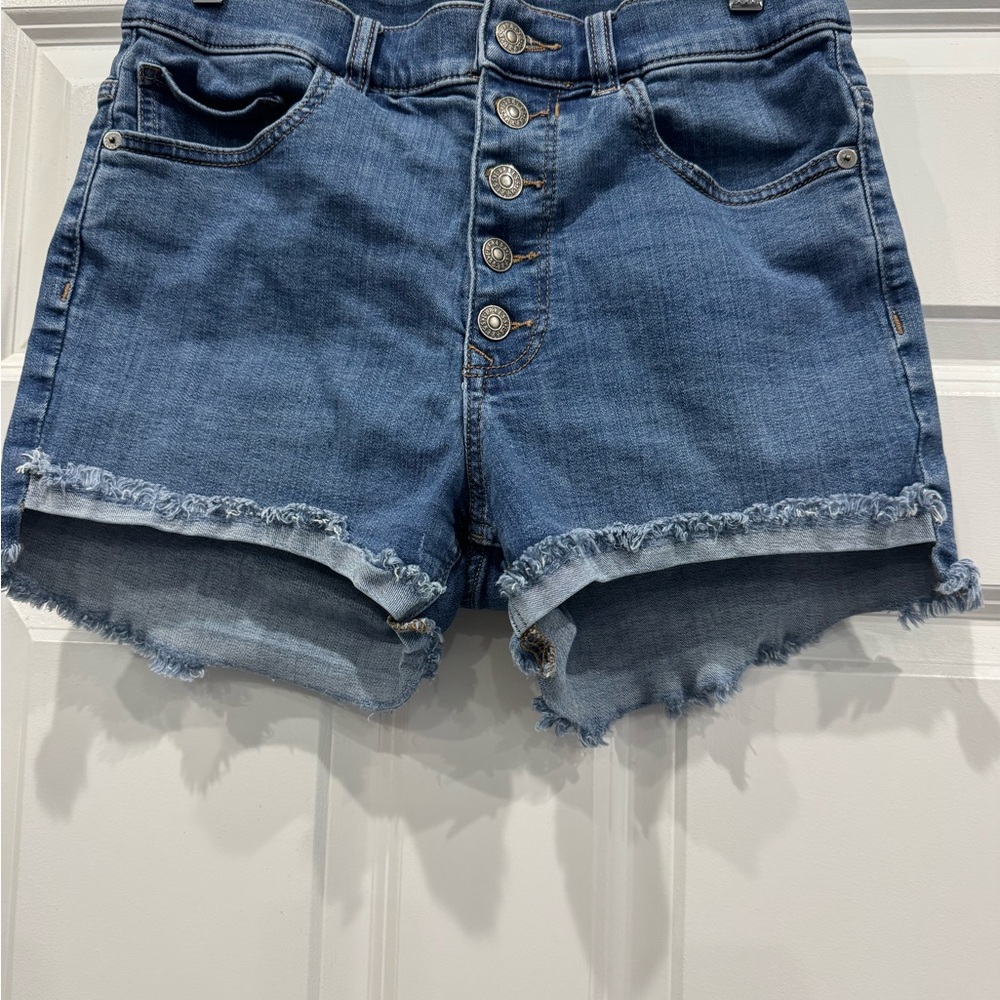 Express Blue Jean Shorts with Frayed Hem